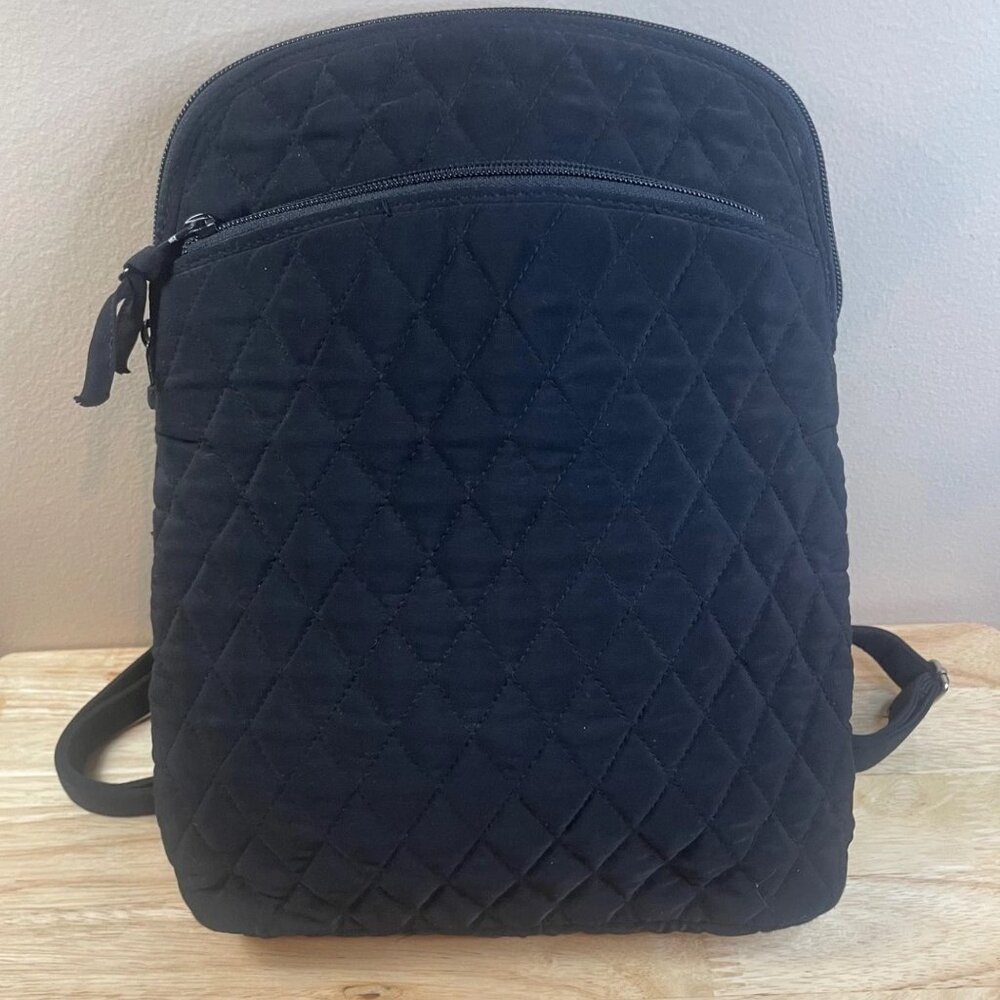 Vera Bradley Black Quilted Backpack Mini Small Lightweight Travel School Bag - Picture 5 of 5